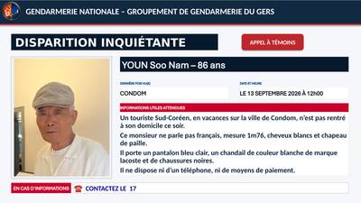 Disparition d'un touriste sud-coréen dans le Gers