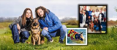 Marley, chien aveugle sauvé de l'euthanasie, devient secouriste en Italie